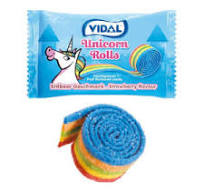 Gomas Unicórnio Rolls Belts embaladas 24u - Vidal