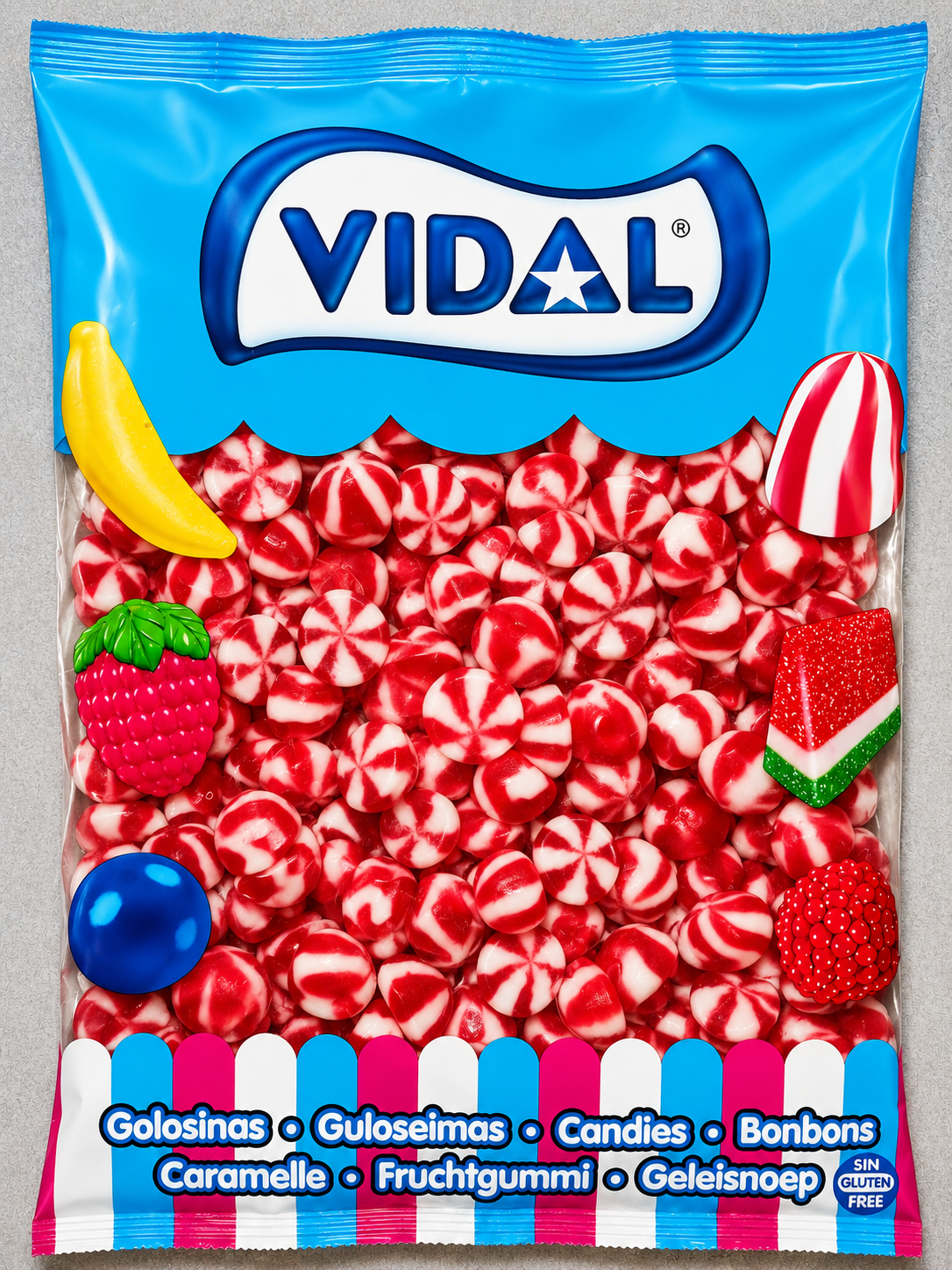 Gomas Beijos Twist Morango Nata Brilho 250u - Vidal