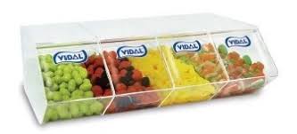 Expositor para gomas em acrílico 4 cubas Vidal