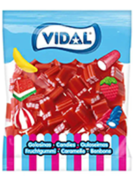 Gomas Tijolos Morango Brilho 250u - Vidal