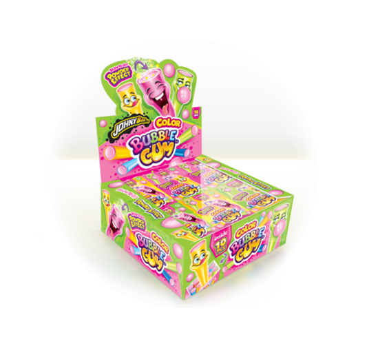 Pastilhas Johny Bee Color Bubble Gum 18u